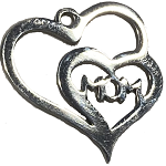 MOM double heart charm